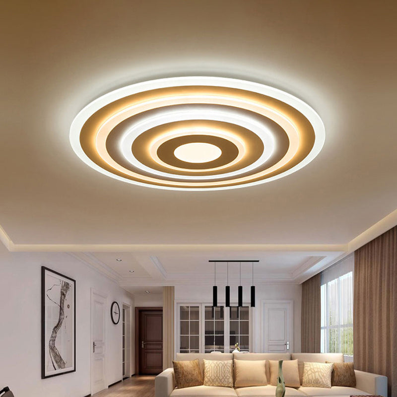 Acrylic Ripple Flush Mounted Lamp Simplicity White Surface Mounted LED Ceiling Light in Warm/White Light, 19.5"/23.5"/39" Wide White Clearhalo 'Ceiling Lights' 'Close To Ceiling Lights' 'Close to ceiling' 'Flush mount' Lighting' 1959140