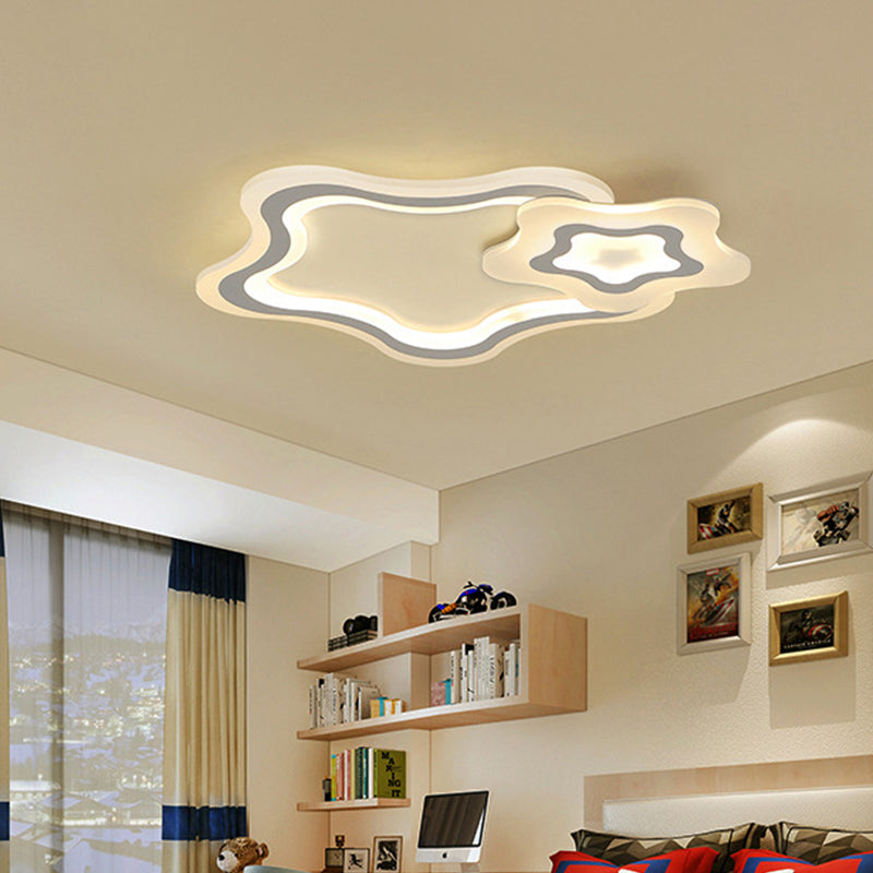 Star/Cloud/Loving Heart Ceiling Lamp Cartoon Acrylic Kids Bedroom LED Flush Mount Light in Warm/White Light Clearhalo 'Ceiling Lights' 'Close To Ceiling Lights' 'Close to ceiling' 'Flush mount' Lighting' 1959149