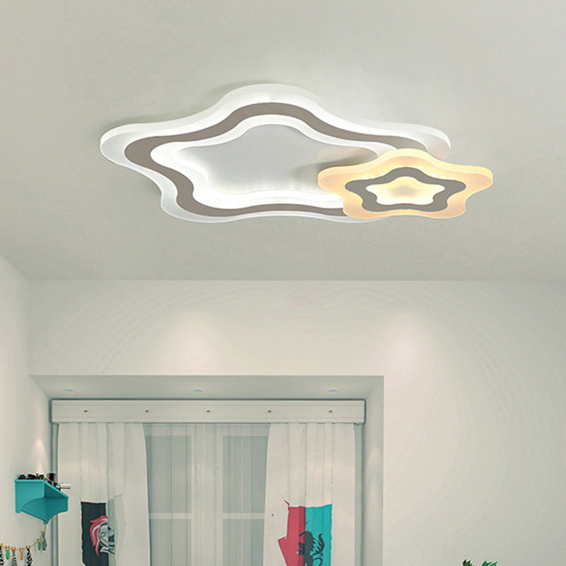 Star/Cloud/Loving Heart Ceiling Lamp Cartoon Acrylic Kids Bedroom LED Flush Mount Light in Warm/White Light Clearhalo 'Ceiling Lights' 'Close To Ceiling Lights' 'Close to ceiling' 'Flush mount' Lighting' 1959150