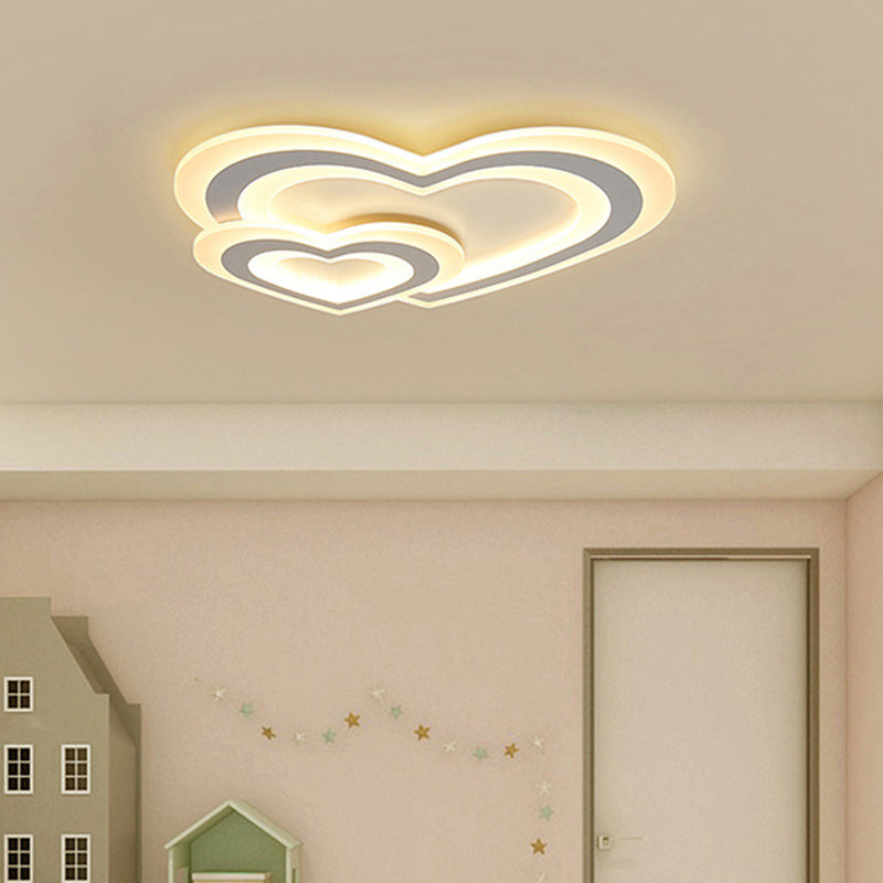 Star/Cloud/Loving Heart Ceiling Lamp Cartoon Acrylic Kids Bedroom LED Flush Mount Light in Warm/White Light White Loving Heart Clearhalo 'Ceiling Lights' 'Close To Ceiling Lights' 'Close to ceiling' 'Flush mount' Lighting' 1959163