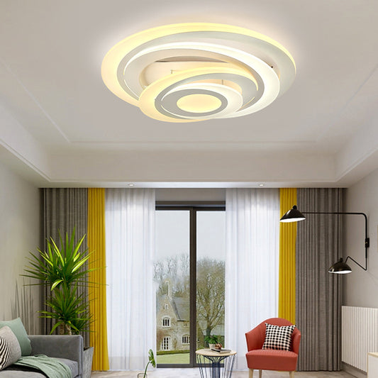 Circular Tier Living Room Flush Light Acrylic Modern Style LED Ceiling Mount Lamp in Warm/White Light, 19.5"/31" W White Clearhalo 'Ceiling Lights' 'Close To Ceiling Lights' 'Close to ceiling' 'Flush mount' Lighting' 1959167