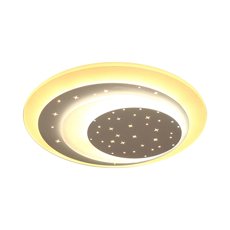 Starry Moon Night Ceiling Lighting Modern Acrylic 8"/19.5" Wide LED White Flushmount Light in Warm/White Light Clearhalo 'Ceiling Lights' 'Close To Ceiling Lights' 'Close to ceiling' 'Flush mount' Lighting' 1959176