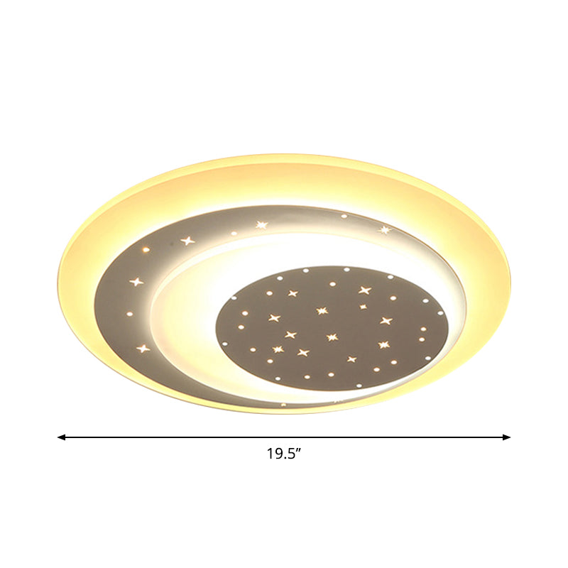 Starry Moon Night Ceiling Lighting Modern Acrylic 8"/19.5" Wide LED White Flushmount Light in Warm/White Light Clearhalo 'Ceiling Lights' 'Close To Ceiling Lights' 'Close to ceiling' 'Flush mount' Lighting' 1959178