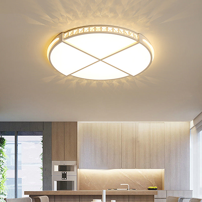 Acrylic Cake Shape Ceiling Light with Crystal Deco Bathroom Simple Style Ceiling Lamp in White Clearhalo 'Ceiling Lights' 'Close To Ceiling Lights' 'Close to ceiling' 'Flush mount' Lighting' 195927