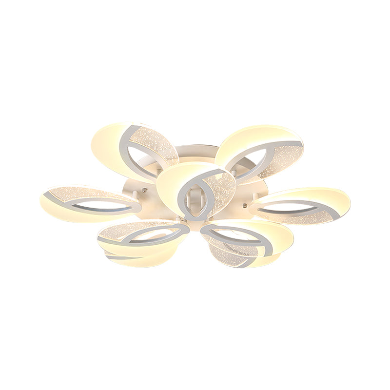 Petal LED Flush Ceiling Light Fixture Modernist Acrylic 5/9/18-Light White Semi Mount Lighting for Bedroom Clearhalo 'Ceiling Lights' 'Close To Ceiling Lights' 'Close to ceiling' 'Semi-flushmount' Lighting' 1959282