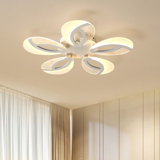 Petal LED Flush Ceiling Light Fixture Modernist Acrylic 5/9/18-Light White Semi Mount Lighting for Bedroom Clearhalo 'Ceiling Lights' 'Close To Ceiling Lights' 'Close to ceiling' 'Semi-flushmount' Lighting' 1959286