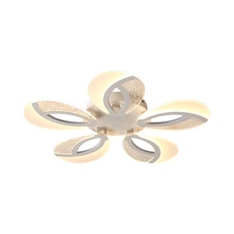 Petal LED Flush Ceiling Light Fixture Modernist Acrylic 5/9/18-Light White Semi Mount Lighting for Bedroom Clearhalo 'Ceiling Lights' 'Close To Ceiling Lights' 'Close to ceiling' 'Semi-flushmount' Lighting' 1959287