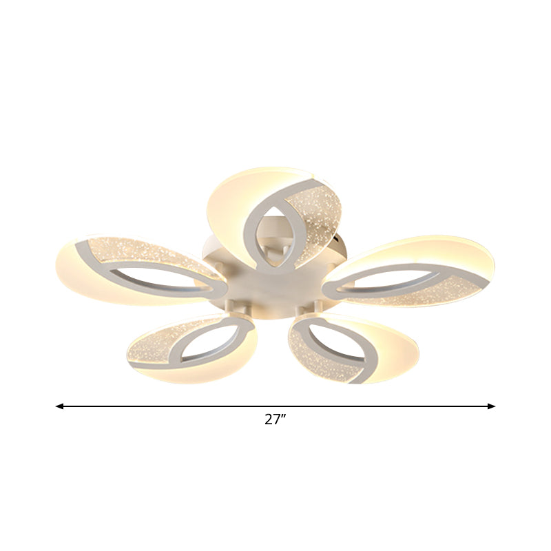 Petal LED Flush Ceiling Light Fixture Modernist Acrylic 5/9/18-Light White Semi Mount Lighting for Bedroom Clearhalo 'Ceiling Lights' 'Close To Ceiling Lights' 'Close to ceiling' 'Semi-flushmount' Lighting' 1959288
