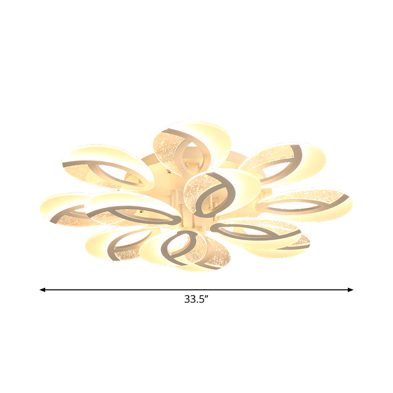 Petal LED Flush Ceiling Light Fixture Modernist Acrylic 5/9/18-Light White Semi Mount Lighting for Bedroom Clearhalo 'Ceiling Lights' 'Close To Ceiling Lights' 'Close to ceiling' 'Semi-flushmount' Lighting' 1959293