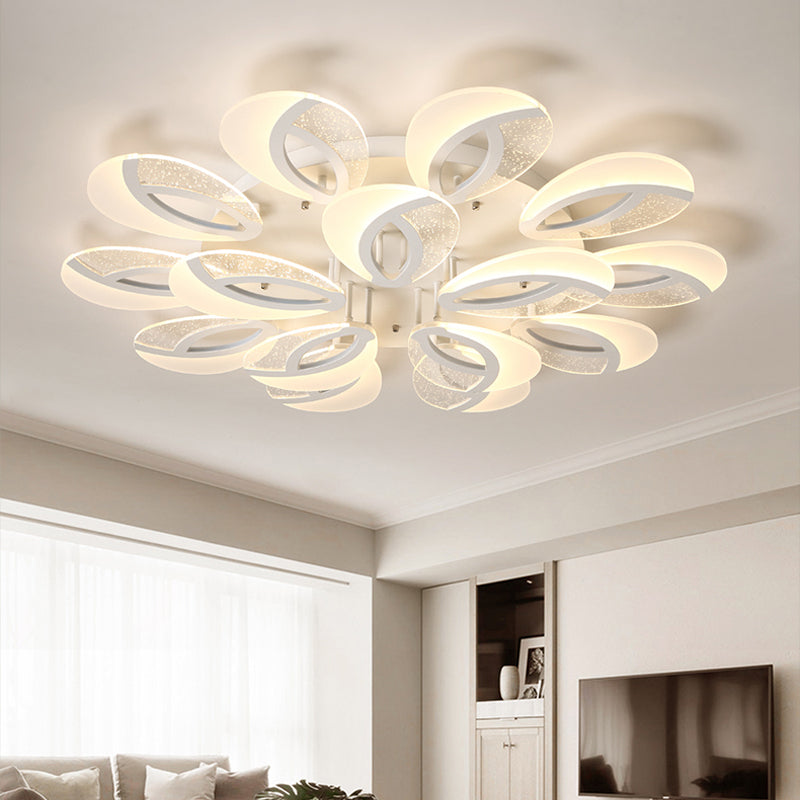 Petal LED Flush Ceiling Light Fixture Modernist Acrylic 5/9/18-Light White Semi Mount Lighting for Bedroom Clearhalo 'Ceiling Lights' 'Close To Ceiling Lights' 'Close to ceiling' 'Semi-flushmount' Lighting' 1959295
