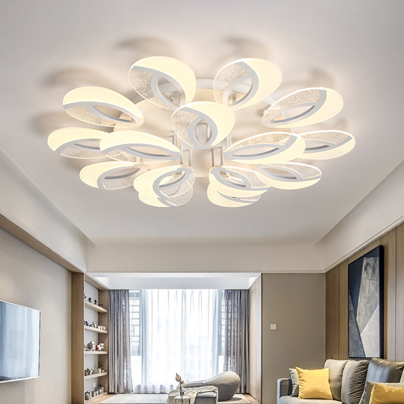 Petal LED Flush Ceiling Light Fixture Modernist Acrylic 5/9/18-Light White Semi Mount Lighting for Bedroom Clearhalo 'Ceiling Lights' 'Close To Ceiling Lights' 'Close to ceiling' 'Semi-flushmount' Lighting' 1959296