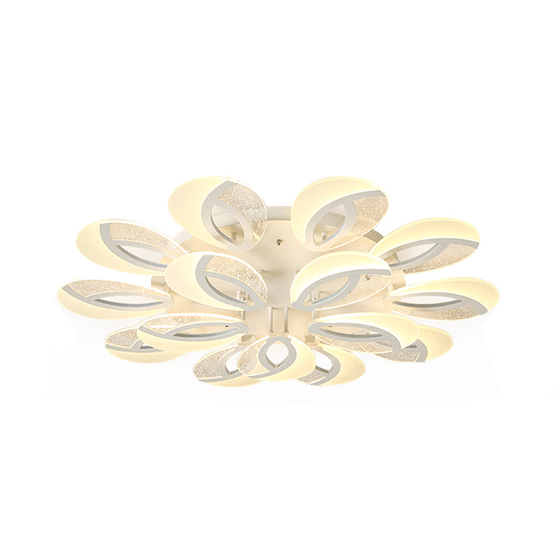 Petal LED Flush Ceiling Light Fixture Modernist Acrylic 5/9/18-Light White Semi Mount Lighting for Bedroom Clearhalo 'Ceiling Lights' 'Close To Ceiling Lights' 'Close to ceiling' 'Semi-flushmount' Lighting' 1959297