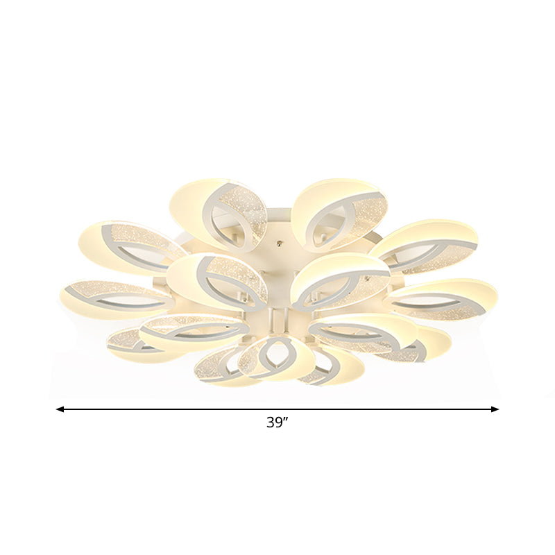 Petal LED Flush Ceiling Light Fixture Modernist Acrylic 5/9/18-Light White Semi Mount Lighting for Bedroom Clearhalo 'Ceiling Lights' 'Close To Ceiling Lights' 'Close to ceiling' 'Semi-flushmount' Lighting' 1959298