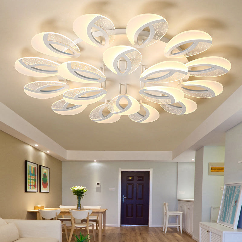 Petal LED Flush Ceiling Light Fixture Modernist Acrylic 5/9/18-Light White Semi Mount Lighting for Bedroom 18 White Clearhalo 'Ceiling Lights' 'Close To Ceiling Lights' 'Close to ceiling' 'Semi-flushmount' Lighting' 1959299