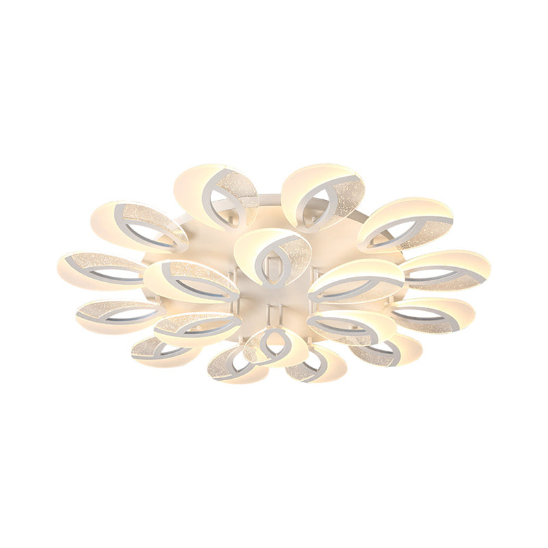 Petal LED Flush Ceiling Light Fixture Modernist Acrylic 5/9/18-Light White Semi Mount Lighting for Bedroom Clearhalo 'Ceiling Lights' 'Close To Ceiling Lights' 'Close to ceiling' 'Semi-flushmount' Lighting' 1959302