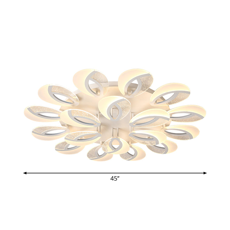 Petal LED Flush Ceiling Light Fixture Modernist Acrylic 5/9/18-Light White Semi Mount Lighting for Bedroom Clearhalo 'Ceiling Lights' 'Close To Ceiling Lights' 'Close to ceiling' 'Semi-flushmount' Lighting' 1959303