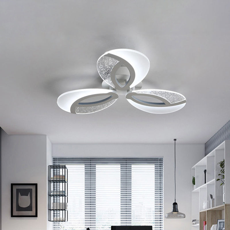 Living Room LED Semi Flush Mount Lamp Modern White Ultrathin Ceiling Light with Floral Acrylic Shade, Warm/White Light Clearhalo 'Ceiling Lights' 'Close To Ceiling Lights' 'Close to ceiling' 'Semi-flushmount' Lighting' 1959306