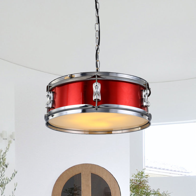 Drum Shape Metal Chandeliers Three-bulb Industrial Pendant Light for Living Room Clearhalo 'Ceiling Lights' 'Chandeliers' Lighting' options 1959577