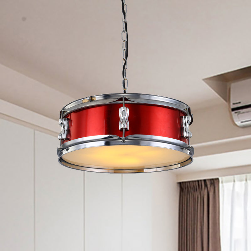 Drum Shape Metal Chandeliers Three-bulb Industrial Pendant Light for Living Room Clearhalo 'Ceiling Lights' 'Chandeliers' Lighting' options 1959579