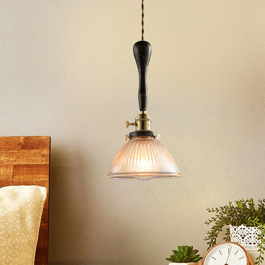 Clear Dome Ceiling Light Industrial Ribbed Glass 1 Light Living Room Pendant Lighting Fixture Clearhalo 'Ceiling Lights' 'Chandeliers' 'Glass shade' 'Glass' 'Industrial Pendants' 'Industrial' 'Middle Century Pendants' 'Pendant Lights' 'Pendants' 'Tiffany' Lighting' 1959603
