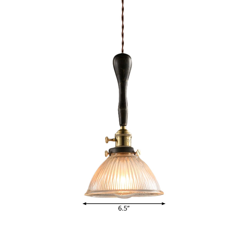 Clear Dome Ceiling Light Industrial Ribbed Glass 1 Light Living Room Pendant Lighting Fixture Clearhalo 'Ceiling Lights' 'Chandeliers' 'Glass shade' 'Glass' 'Industrial Pendants' 'Industrial' 'Middle Century Pendants' 'Pendant Lights' 'Pendants' 'Tiffany' Lighting' 1959606