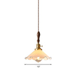 Farmhouse Scalloped Pendant Lamp 1 Light White Glass Hanging Light Fixture in Brass Clearhalo 'Ceiling Lights' 'Chandeliers' 'Glass shade' 'Glass' 'Industrial Pendants' 'Industrial' 'Middle Century Pendants' 'Pendant Lights' 'Pendants' 'Tiffany' Lighting' 1959611