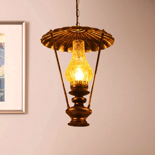 1 Light Hanging Ceiling Light with Lantern Crackle Glass Industrial Living Room Pendant Lighting Clearhalo 'Art Deco Pendants' 'Cast Iron' 'Ceiling Lights' 'Ceramic' 'Crystal' 'Industrial Pendants' 'Industrial' 'Metal' 'Middle Century Pendants' 'Pendant Lights' 'Pendants' 'Tiffany' Lighting' 1959709
