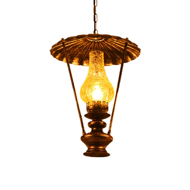 1 Light Hanging Ceiling Light with Lantern Crackle Glass Industrial Living Room Pendant Lighting Clearhalo 'Art Deco Pendants' 'Cast Iron' 'Ceiling Lights' 'Ceramic' 'Crystal' 'Industrial Pendants' 'Industrial' 'Metal' 'Middle Century Pendants' 'Pendant Lights' 'Pendants' 'Tiffany' Lighting' 1959710