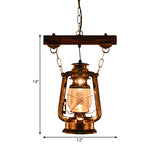1 Light Kerosene Pendant Lighting Antique Bronze Clear Glass Hanging Light Fixture for Bedroom Clearhalo 'Art Deco Pendants' 'Cast Iron' 'Ceiling Lights' 'Ceramic' 'Crystal' 'Industrial Pendants' 'Industrial' 'Metal' 'Middle Century Pendants' 'Pendant Lights' 'Pendants' 'Tiffany' Lighting' 1959721
