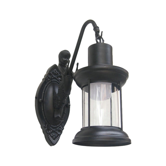 Clear Glass Black/Bronze/Copper Sconce Light Kerosene 1-Light Vintage Style Wall Lamp Fixture for Outdoor Clearhalo 'Art deco wall lights' 'Cast Iron' 'Glass' 'Industrial wall lights' 'Industrial' 'Middle century wall lights' 'Modern' 'Rustic wall lights' 'Tiffany' 'Traditional wall lights' 'Wall Lamps & Sconces' 'Wall Lights' Lighting' 1959895