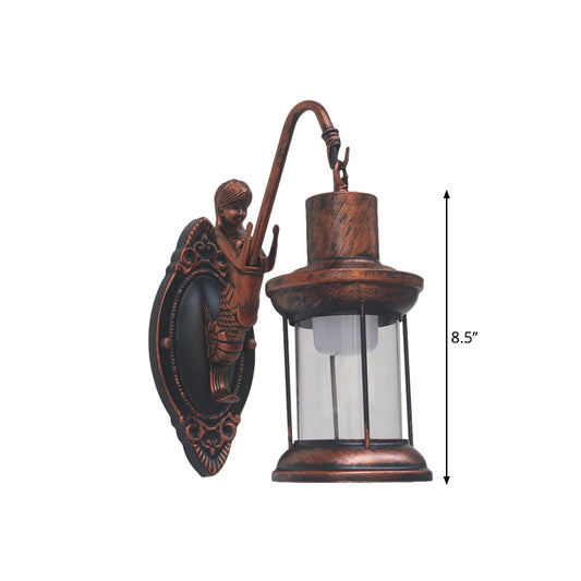 Clear Glass Black/Bronze/Copper Sconce Light Kerosene 1-Light Vintage Style Wall Lamp Fixture for Outdoor Clearhalo 'Art deco wall lights' 'Cast Iron' 'Glass' 'Industrial wall lights' 'Industrial' 'Middle century wall lights' 'Modern' 'Rustic wall lights' 'Tiffany' 'Traditional wall lights' 'Wall Lamps & Sconces' 'Wall Lights' Lighting' 1959906
