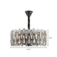 Black Drum Shaped Pendant Light Modern Crystal Teardrop 6-Bulb Dining Room Chandelier Clearhalo 'Ceiling Lights' 'Chandeliers' Lighting' options 1960089