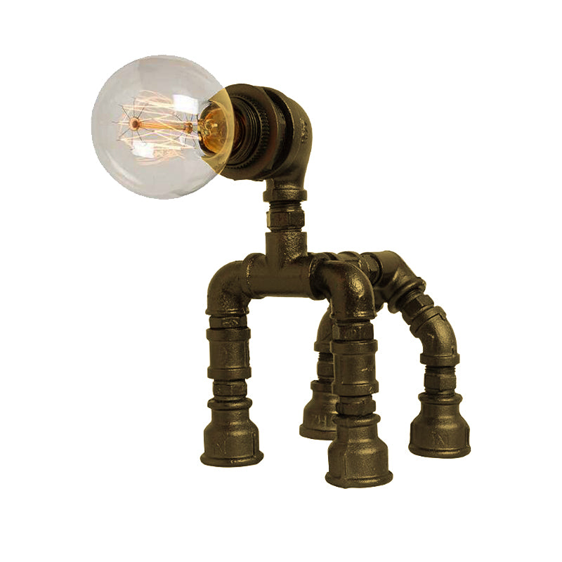 1 Bulb Water Pipe Table Lighting with Dog Design Steampunk Black/Bronze Metallic Table Lamp for Children Bedroom Clearhalo 'Lamps' 'Table Lamps' Lighting' 196023