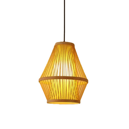 Teardrop/Bubbling/3-Shade Pendant Light Kit Chinese Style Bamboo 1-Light Beige Ceiling Hanging Lantern Beige G Clearhalo 'Ceiling Lights' 'Modern Pendants' 'Modern' 'Pendant Lights' 'Pendants' Lighting' 1960231