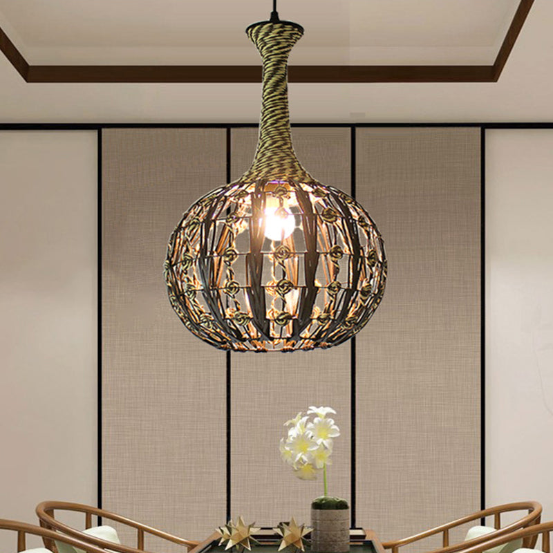 White House/Dome/Bell Hollowed Pendant Lamp Coastal 1-Light Rattan Suspended Lighting Fixture for Dining Room White A Clearhalo 'Ceiling Lights' 'Modern Pendants' 'Modern' 'Pendant Lights' 'Pendants' Lighting' 1960258