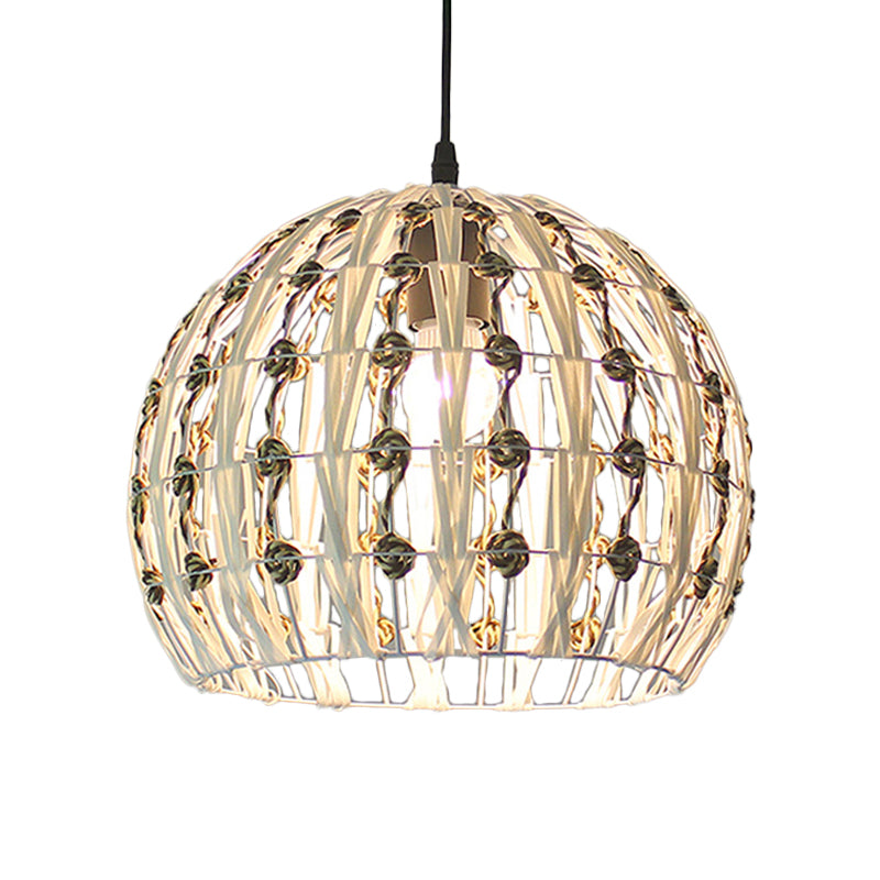 White House/Dome/Bell Hollowed Pendant Lamp Coastal 1-Light Rattan Suspended Lighting Fixture for Dining Room White B Clearhalo 'Ceiling Lights' 'Modern Pendants' 'Modern' 'Pendant Lights' 'Pendants' Lighting' 1960262