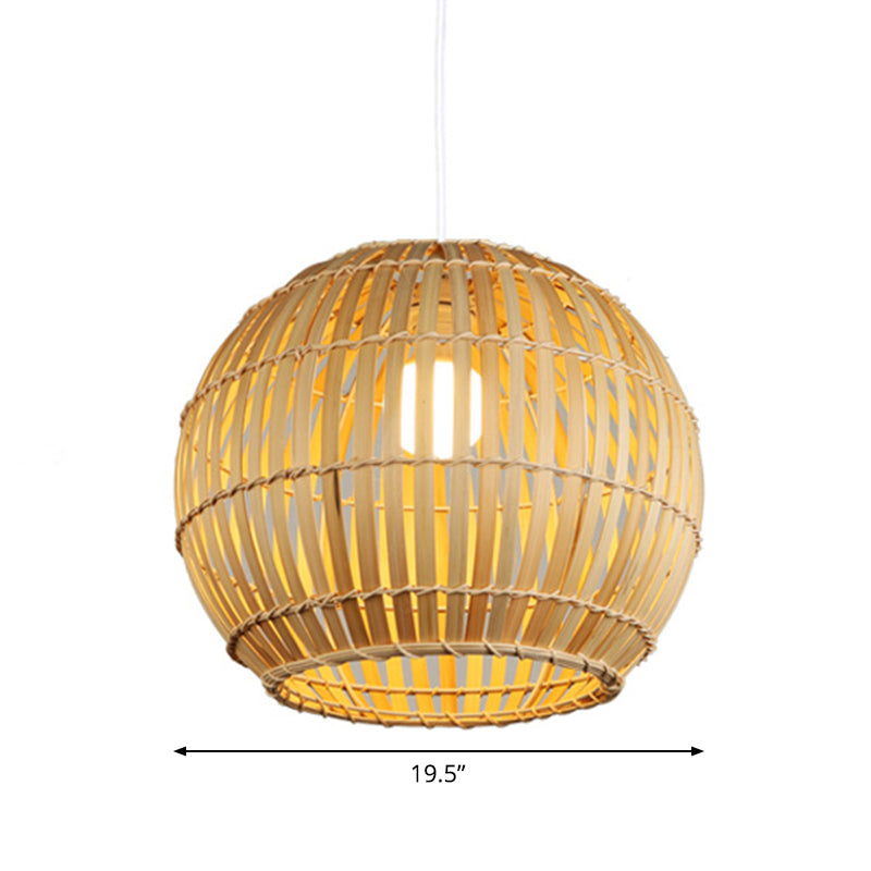 12"/16"/19.5" W Global Pendant Light Fixture Asia Bamboo Stripe 1 Head Restaurant Pendulum Light in Beige Clearhalo 'Ceiling Lights' 'Modern Pendants' 'Modern' 'Pendant Lights' 'Pendants' Lighting' 1960309