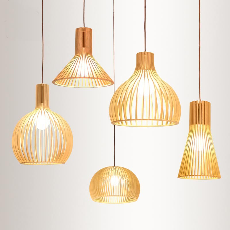 Flared/Hemisphere/Onion Pendant Lamp Asian Bamboo 1 Light Beige Small/Large Hanging Light Fixture for Dining Room Beige A Clearhalo 'Ceiling Lights' 'Modern Pendants' 'Modern' 'Pendant Lights' 'Pendants' Lighting' 1960310