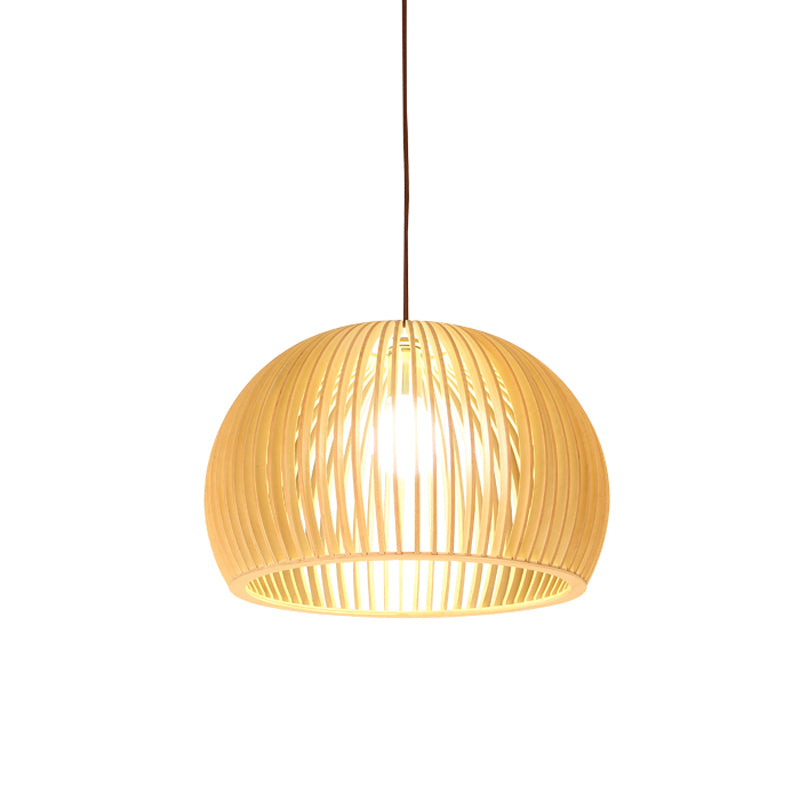 Flared/Hemisphere/Onion Pendant Lamp Asian Bamboo 1 Light Beige Small/Large Hanging Light Fixture for Dining Room Clearhalo 'Ceiling Lights' 'Modern Pendants' 'Modern' 'Pendant Lights' 'Pendants' Lighting' 1960313