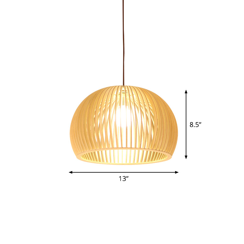 Flared/Hemisphere/Onion Pendant Lamp Asian Bamboo 1 Light Beige Small/Large Hanging Light Fixture for Dining Room Clearhalo 'Ceiling Lights' 'Modern Pendants' 'Modern' 'Pendant Lights' 'Pendants' Lighting' 1960315