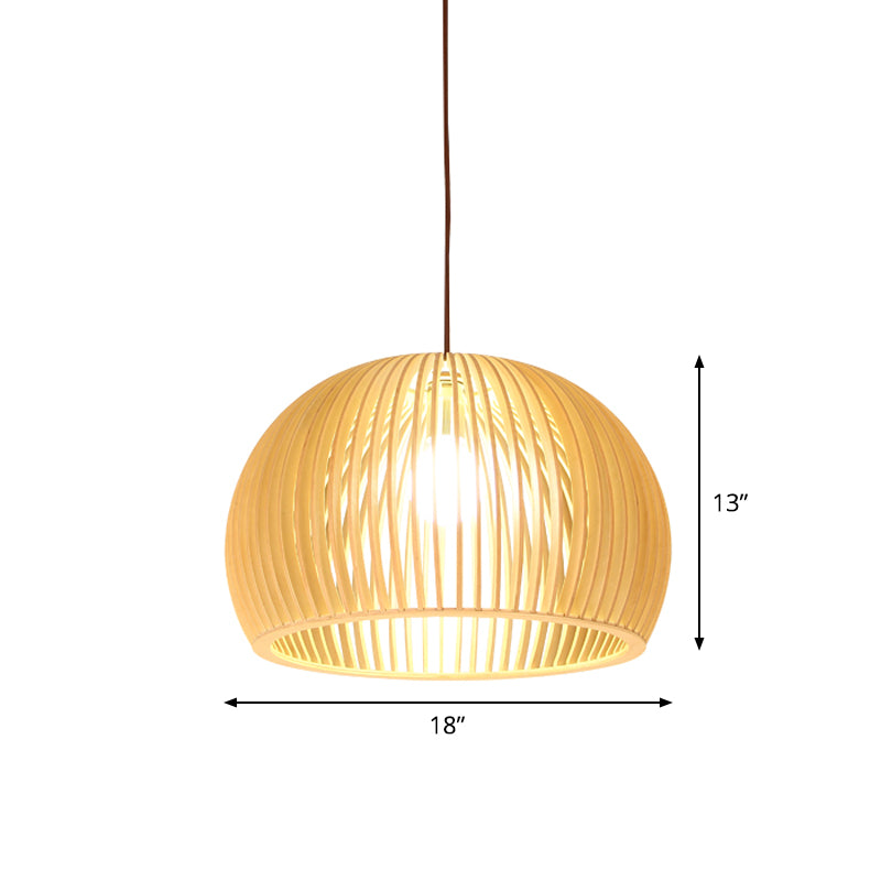 Flared/Hemisphere/Onion Pendant Lamp Asian Bamboo 1 Light Beige Small/Large Hanging Light Fixture for Dining Room Clearhalo 'Ceiling Lights' 'Modern Pendants' 'Modern' 'Pendant Lights' 'Pendants' Lighting' 1960316