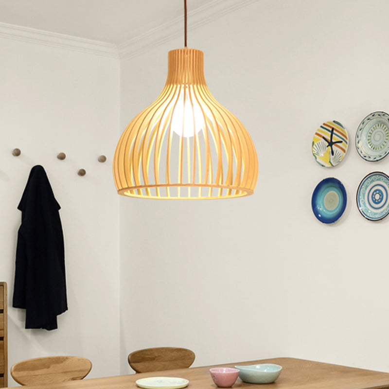 Flared/Hemisphere/Onion Pendant Lamp Asian Bamboo 1 Light Beige Small/Large Hanging Light Fixture for Dining Room Beige B Clearhalo 'Ceiling Lights' 'Modern Pendants' 'Modern' 'Pendant Lights' 'Pendants' Lighting' 1960317