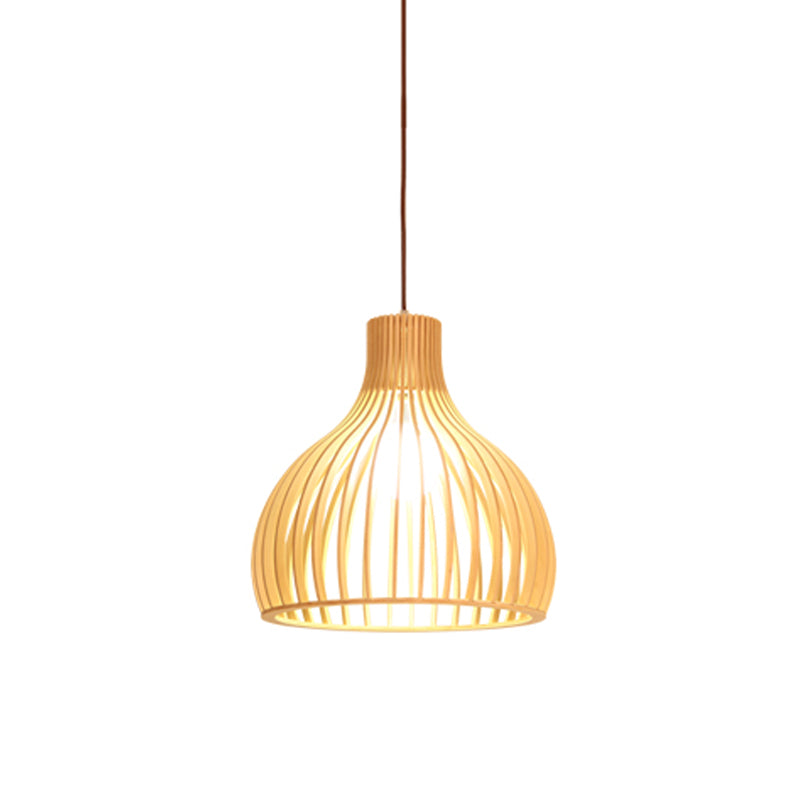 Flared/Hemisphere/Onion Pendant Lamp Asian Bamboo 1 Light Beige Small/Large Hanging Light Fixture for Dining Room Clearhalo 'Ceiling Lights' 'Modern Pendants' 'Modern' 'Pendant Lights' 'Pendants' Lighting' 1960318