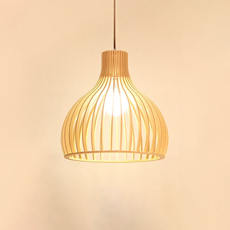 Flared/Hemisphere/Onion Pendant Lamp Asian Bamboo 1 Light Beige Small/Large Hanging Light Fixture for Dining Room Clearhalo 'Ceiling Lights' 'Modern Pendants' 'Modern' 'Pendant Lights' 'Pendants' Lighting' 1960319