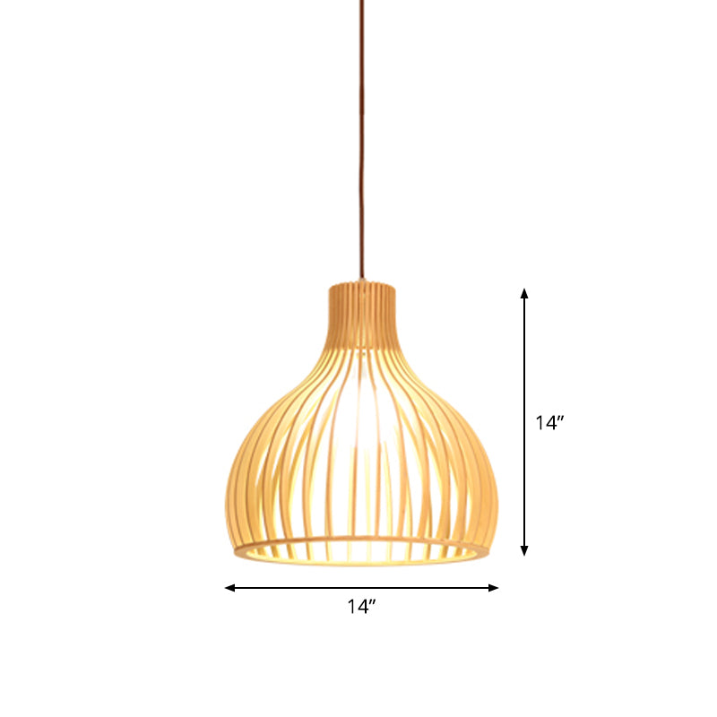 Flared/Hemisphere/Onion Pendant Lamp Asian Bamboo 1 Light Beige Small/Large Hanging Light Fixture for Dining Room Clearhalo 'Ceiling Lights' 'Modern Pendants' 'Modern' 'Pendant Lights' 'Pendants' Lighting' 1960320