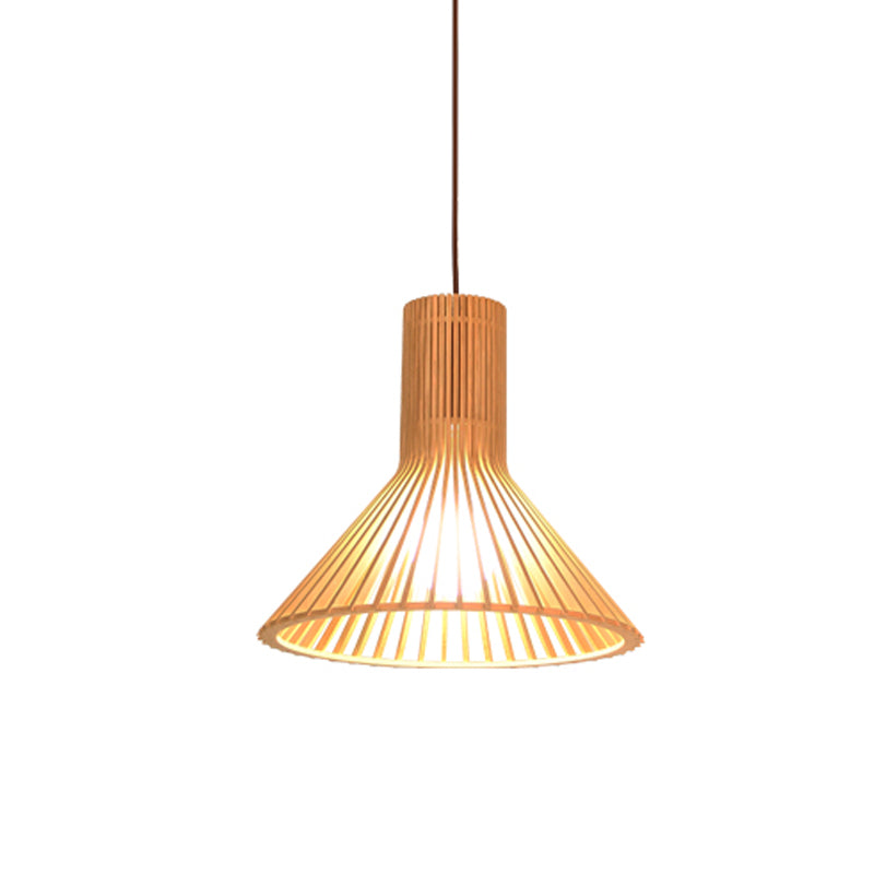 Flared/Hemisphere/Onion Pendant Lamp Asian Bamboo 1 Light Beige Small/Large Hanging Light Fixture for Dining Room Clearhalo 'Ceiling Lights' 'Modern Pendants' 'Modern' 'Pendant Lights' 'Pendants' Lighting' 1960323