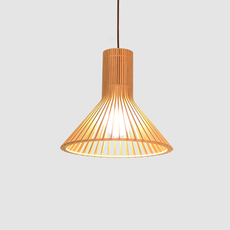 Flared/Hemisphere/Onion Pendant Lamp Asian Bamboo 1 Light Beige Small/Large Hanging Light Fixture for Dining Room Clearhalo 'Ceiling Lights' 'Modern Pendants' 'Modern' 'Pendant Lights' 'Pendants' Lighting' 1960324