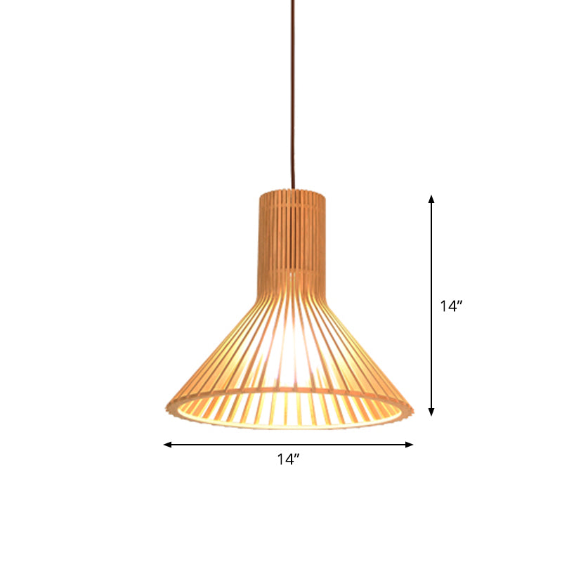 Flared/Hemisphere/Onion Pendant Lamp Asian Bamboo 1 Light Beige Small/Large Hanging Light Fixture for Dining Room Clearhalo 'Ceiling Lights' 'Modern Pendants' 'Modern' 'Pendant Lights' 'Pendants' Lighting' 1960325