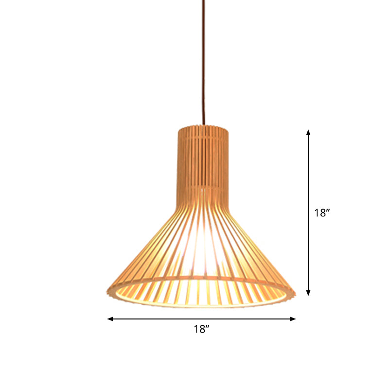 Flared/Hemisphere/Onion Pendant Lamp Asian Bamboo 1 Light Beige Small/Large Hanging Light Fixture for Dining Room Clearhalo 'Ceiling Lights' 'Modern Pendants' 'Modern' 'Pendant Lights' 'Pendants' Lighting' 1960326