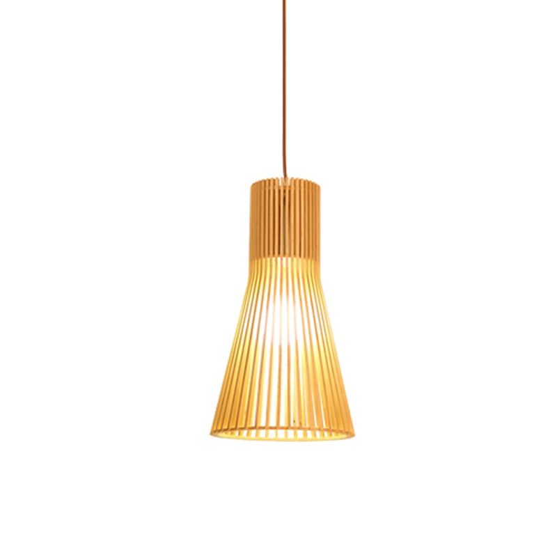 Flared/Hemisphere/Onion Pendant Lamp Asian Bamboo 1 Light Beige Small/Large Hanging Light Fixture for Dining Room Clearhalo 'Ceiling Lights' 'Modern Pendants' 'Modern' 'Pendant Lights' 'Pendants' Lighting' 1960328